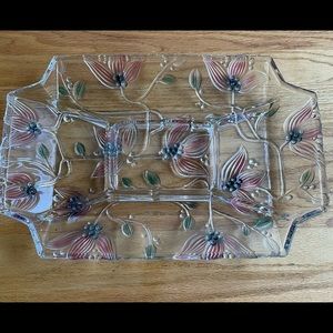EUC Mikasa Glass Floral Rectangle Platter